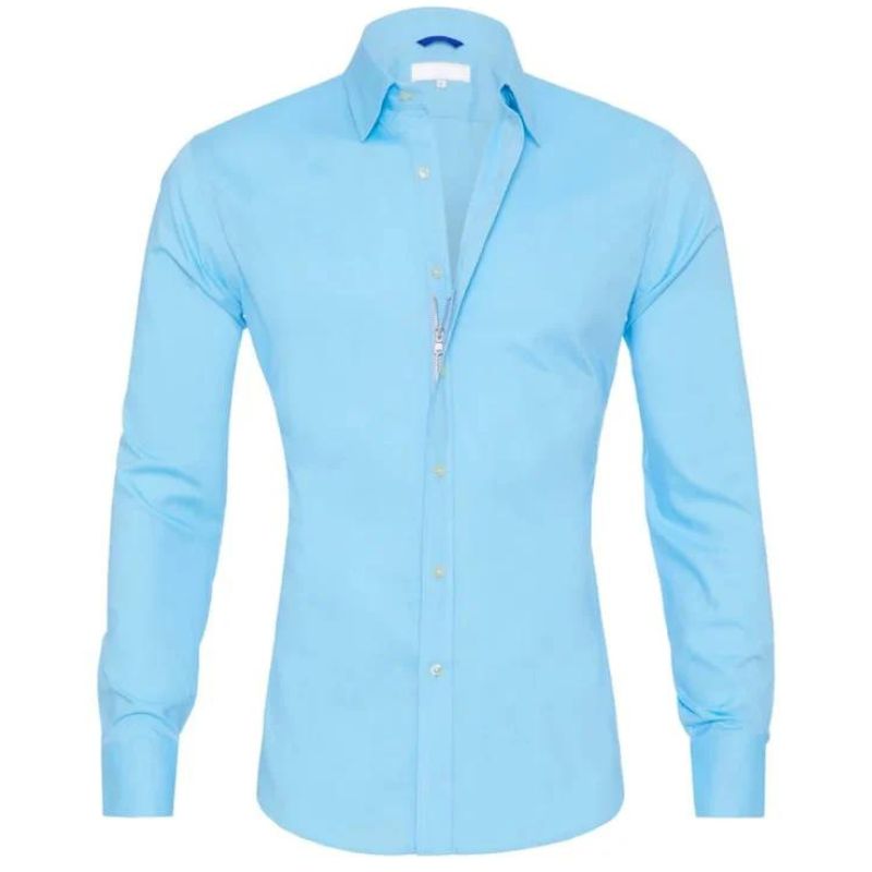 Herren Hemd – Slim Fit – Atmungsaktives Gewebe – Langarm – Knopfleiste