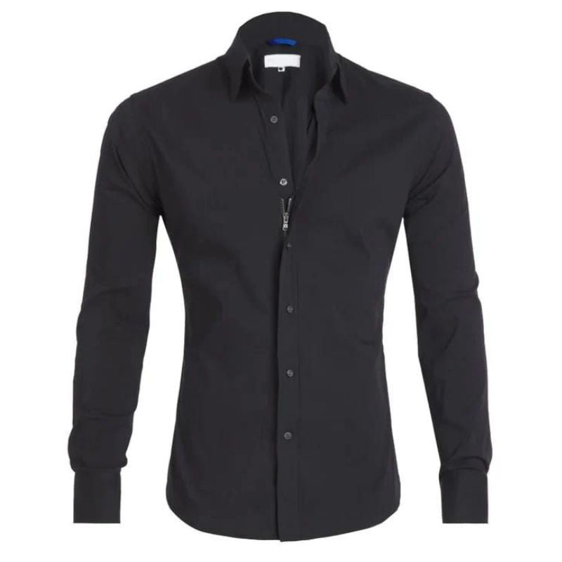 Herren Hemd – Slim Fit – Atmungsaktives Gewebe – Langarm – Knopfleiste