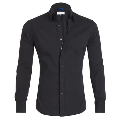 Herren Hemd – Slim Fit – Atmungsaktives Gewebe – Langarm – Knopfleiste