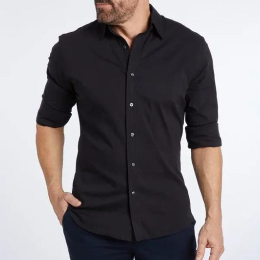 Herren Hemd – Slim Fit – Atmungsaktives Gewebe – Langarm – Knopfleiste