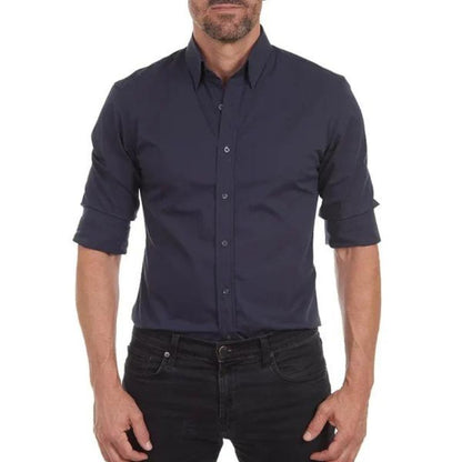 Herren Hemd – Slim Fit – Atmungsaktives Gewebe – Langarm – Knopfleiste