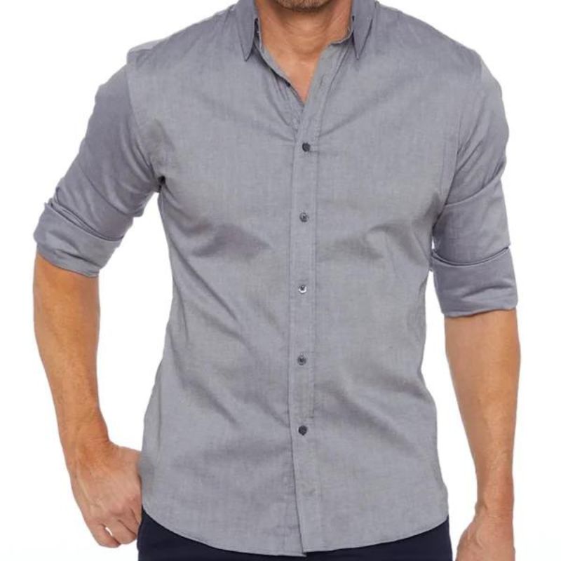 Herren Hemd – Slim Fit – Atmungsaktives Gewebe – Langarm – Knopfleiste