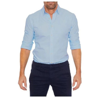 Herren Hemd – Slim Fit – Atmungsaktives Gewebe – Langarm – Knopfleiste