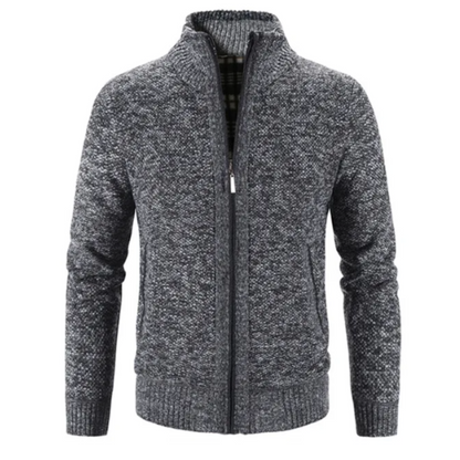 Herren Strickjacke – Strukturierte Passform – Zipper – Mock Neck – Weiches Strickgewebe