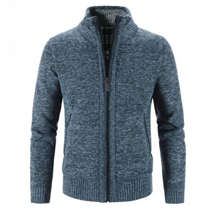 Herren Strickjacke – Strukturierte Passform – Zipper – Mock Neck – Weiches Strickgewebe