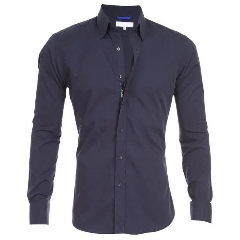 Herren Hemd – Slim Fit – Atmungsaktives Gewebe – Langarm – Knopfleiste