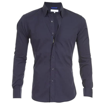 Herren Hemd – Slim Fit – Atmungsaktives Gewebe – Langarm – Knopfleiste