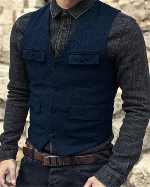 Herren Weste – Vintage Stil – Taillierter Schnitt – Atmungsaktives Gewebe