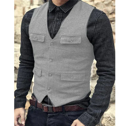 Herren Weste – Vintage Stil – Taillierter Schnitt – Atmungsaktives Gewebe