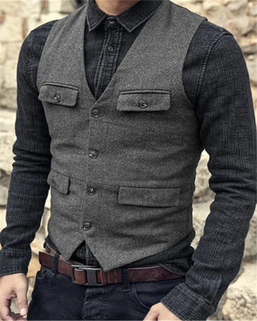 Herren Weste – Vintage Stil – Taillierter Schnitt – Atmungsaktives Gewebe
