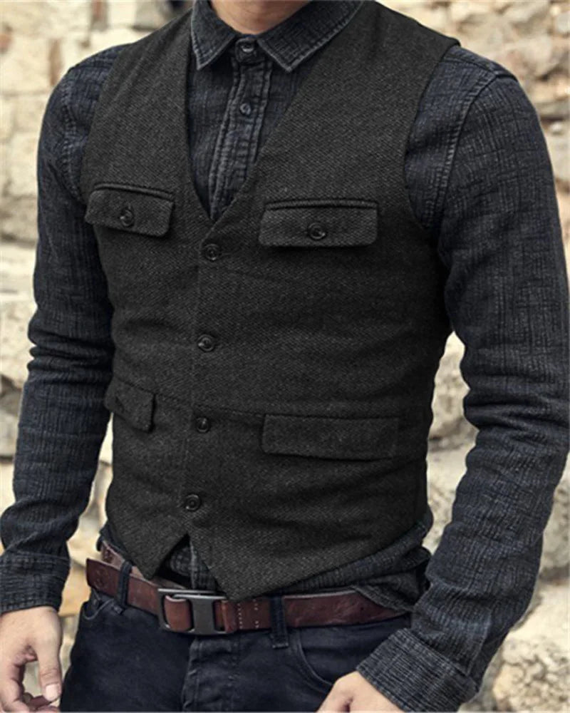 Herren Weste – Vintage Stil – Taillierter Schnitt – Atmungsaktives Gewebe