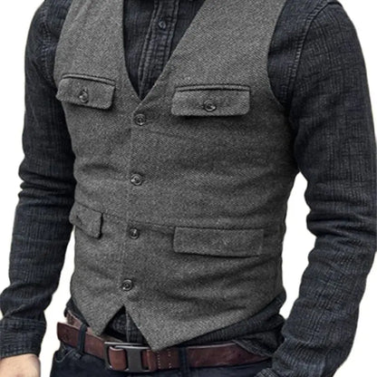 Herren Weste – Vintage Stil – Taillierter Schnitt – Atmungsaktives Gewebe