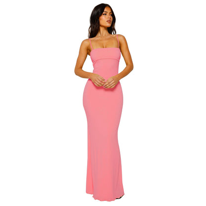 Damen Maxikleid – Bodycon Schnitt – Rückenfrei – Elegant mit Dünnen Trägern