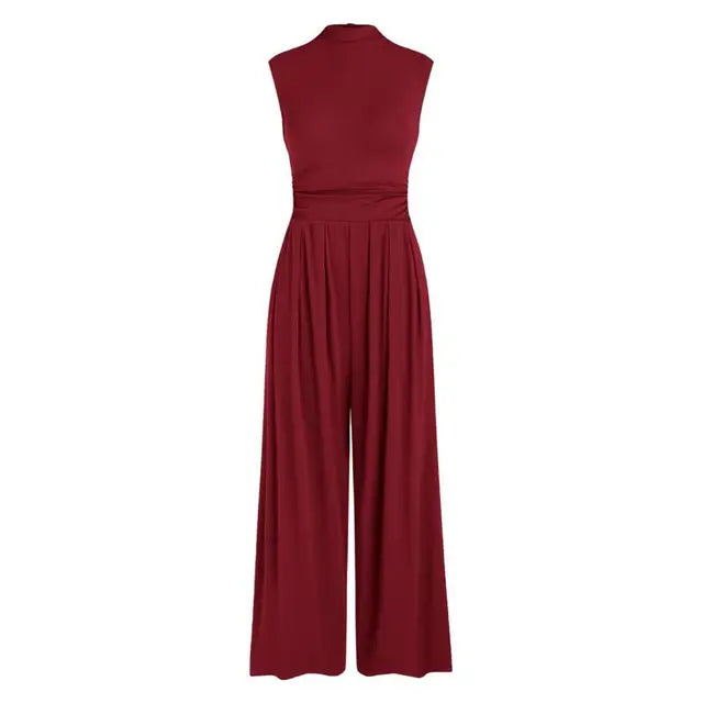 Damen Jumpsuit – Ärmellos – Eleganter Schnitt – Fließender Stoff – Formbetont
