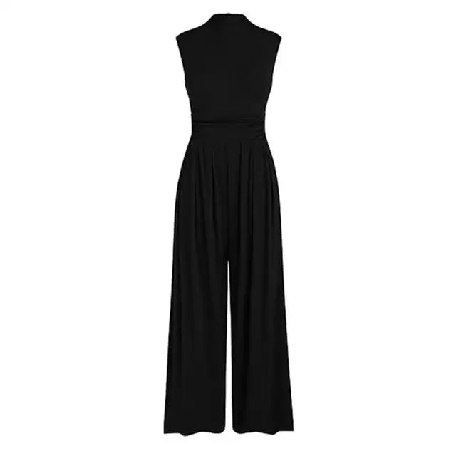 Damen Jumpsuit – Ärmellos – Eleganter Schnitt – Fließender Stoff – Formbetont