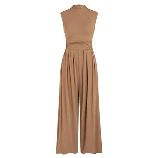 Damen Jumpsuit – Ärmellos – Eleganter Schnitt – Fließender Stoff – Formbetont