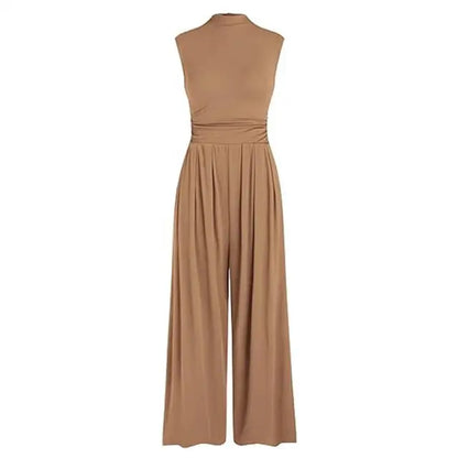 Damen Jumpsuit – Ärmellos – Eleganter Schnitt – Fließender Stoff – Formbetont