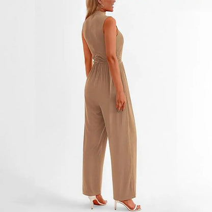 Damen Jumpsuit – Ärmellos – Eleganter Schnitt – Fließender Stoff – Formbetont