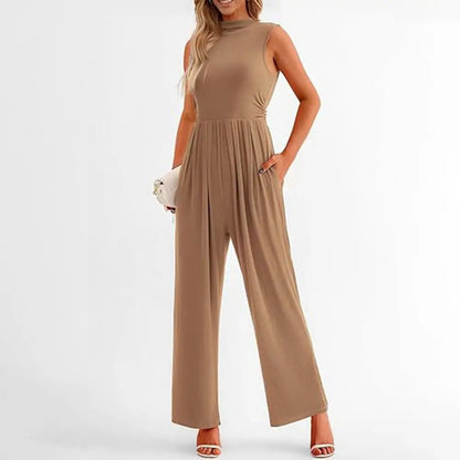 Damen Jumpsuit – Ärmellos – Eleganter Schnitt – Fließender Stoff – Formbetont