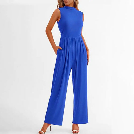 Damen Jumpsuit – Ärmellos – Eleganter Schnitt – Fließender Stoff – Formbetont