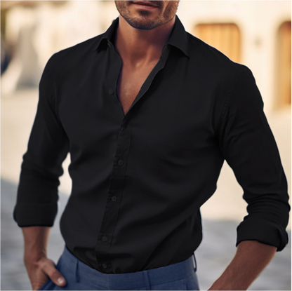 Herren Hemd – Slim Fit – Atmungsaktiver Stoff – Langarm – Button-Down-Kragen