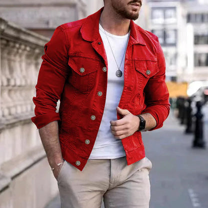 Herren Freizeitjacke – Slim Fit – Atmungsaktives Material – Knopfleiste – Brusttaschen