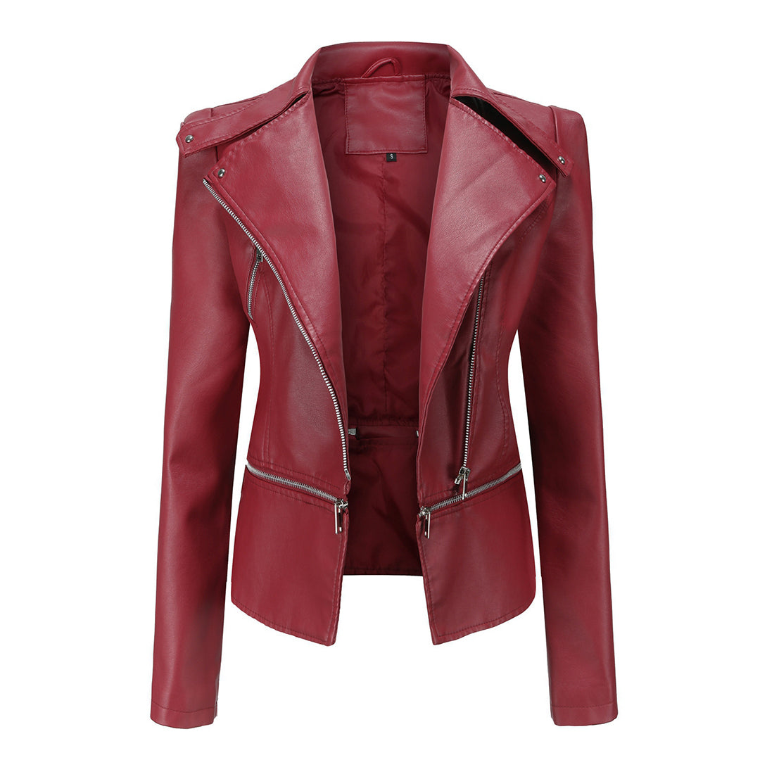Damen Bikerjacke – Taillierter Schnitt – Asymmetrischer Reißverschluss – Elegant Modern