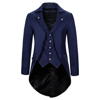 Herren Jackett – Stehkragen Tailcoat – Strukturierte Passform – Eleganter Gothic Stil