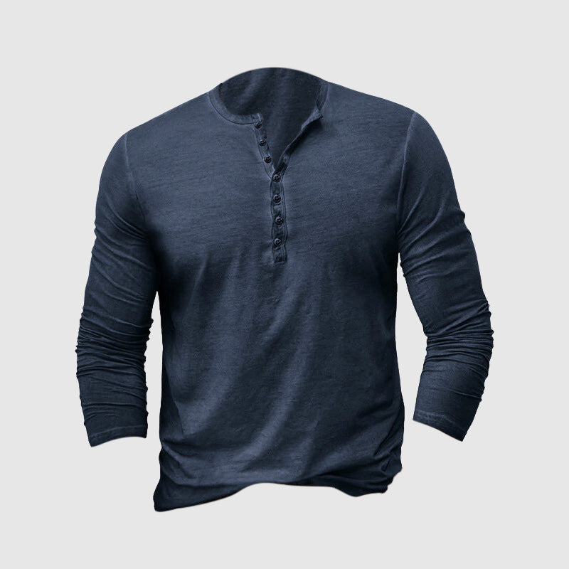 Herren Henley Shirt – Slim Fit – Langarm – Weiches Strickmaterial – Freizeitlook