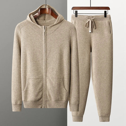Unisex Jogginganzug – Relaxed Fit – Soft Knit – Kapuzenjacke mit Reißverschluss – Bündchenhose