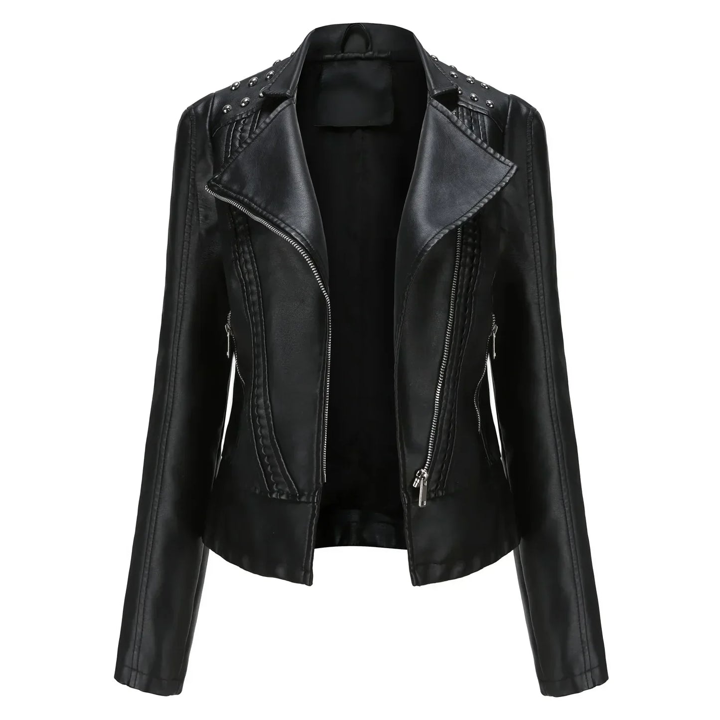 Damen Blazer Jacke – Taillierter Schnitt – Kurz Geschnitten – Nieten – Reißverschluss