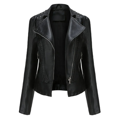 Damen Blazer Jacke – Taillierter Schnitt – Kurz Geschnitten – Nieten – Reißverschluss