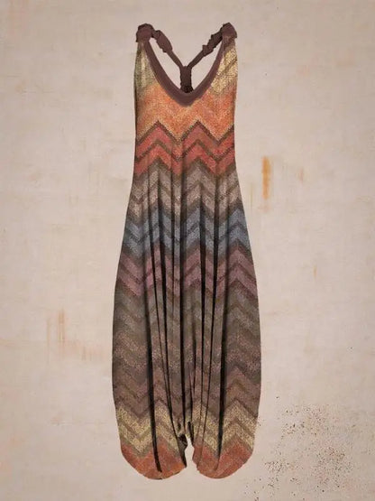 Damen Jumpsuit – Harem Style – Boho Print – Halterneck – Lockere Passform – Lang