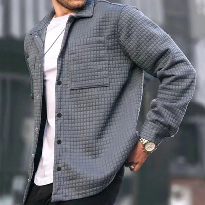 Herren Overshirt – Relaxed Fit – Gesteppt – Weiche Struktur – Knopfverschluss