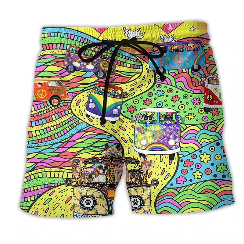 Herren Badeshorts – Regular Fit – Schnell trocknend – Boho Muster – Verstellbarer Bund