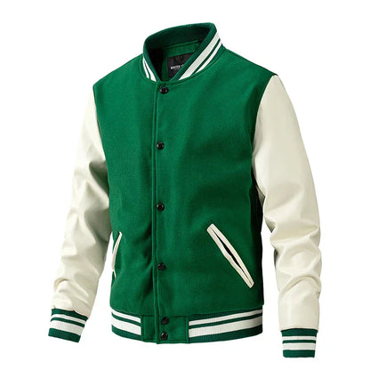 Herren College Jacke – Wollmix – Regular Fit – Kontrastärmel – Druckknopfverschluss