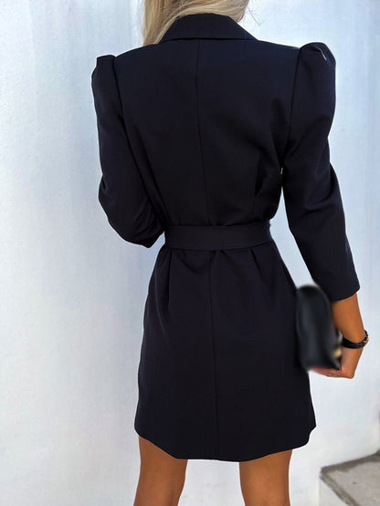 Damen Blazerkleid – Taillierter Schnitt – Doppelreiher – Gürtel – Strukturierte Form