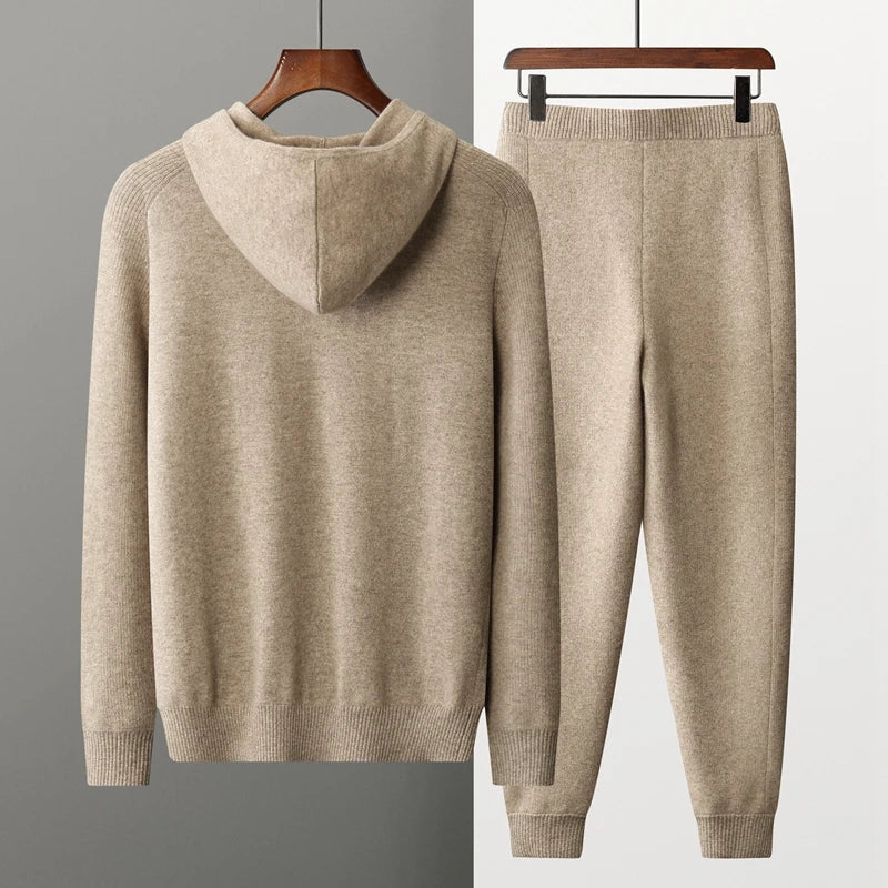 Unisex Jogginganzug – Relaxed Fit – Soft Knit – Kapuzenjacke mit Reißverschluss – Bündchenhose