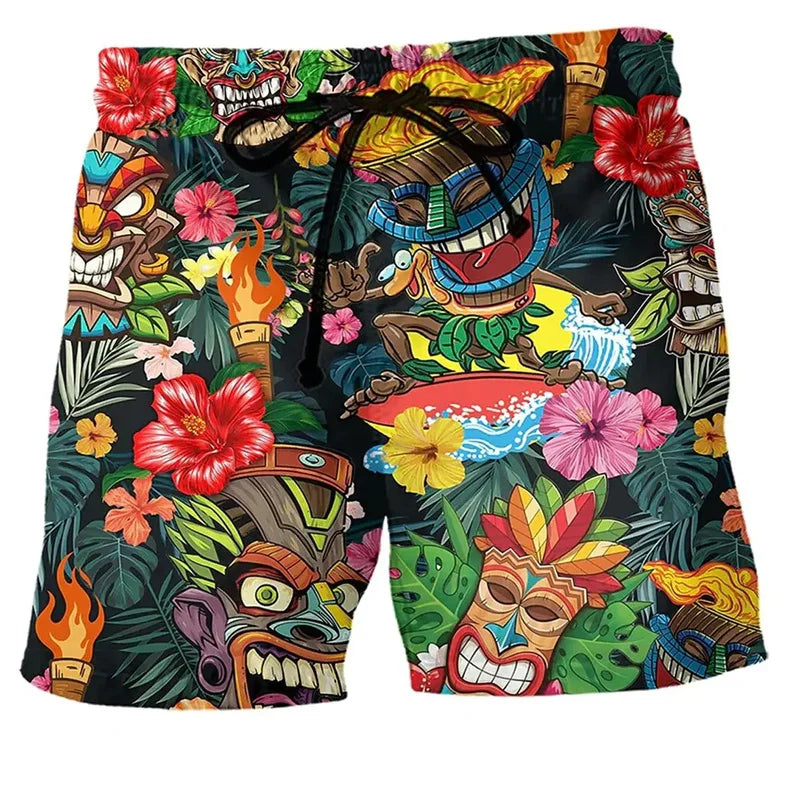 Herren Badeshorts – Regular Fit – Schnell trocknend – Boho Muster – Verstellbarer Bund