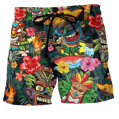 Herren Badeshorts – Regular Fit – Schnell trocknend – Boho Muster – Verstellbarer Bund