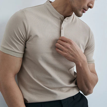Herren Slim-Fit T-Shirt – Atmungsaktives Gewebe – Kurzarm – Mit Kragen – Casual Look