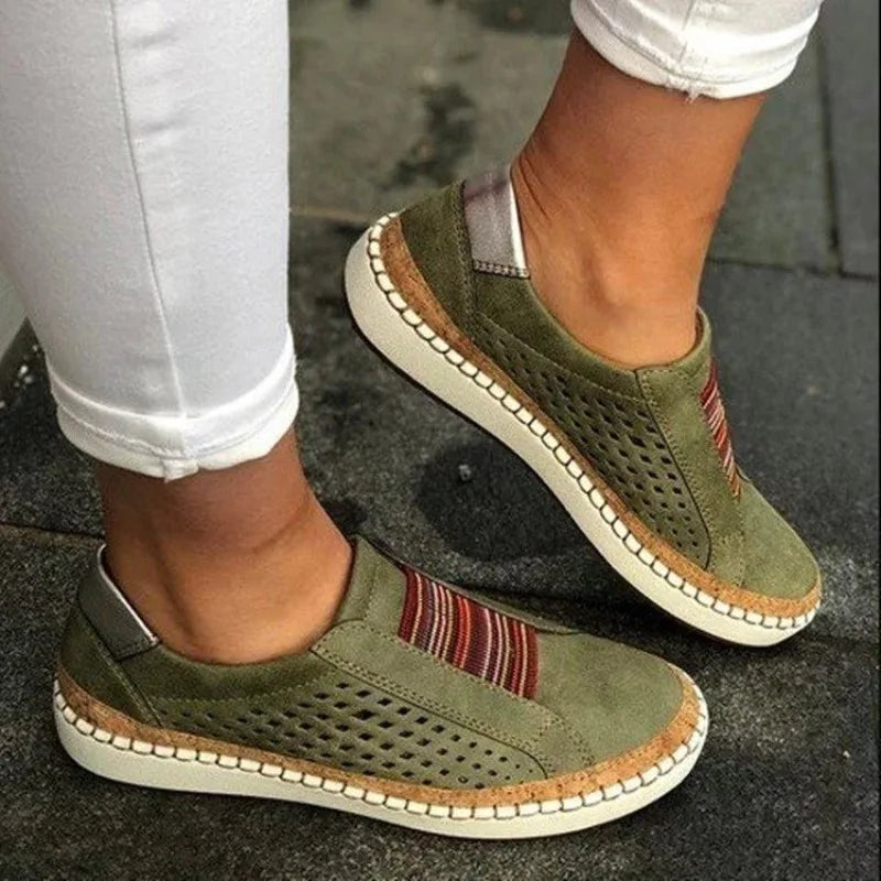 Damen Slip-On Schuhe – Atmungsaktives Design – Gepolsterte Sohle – Elastikband