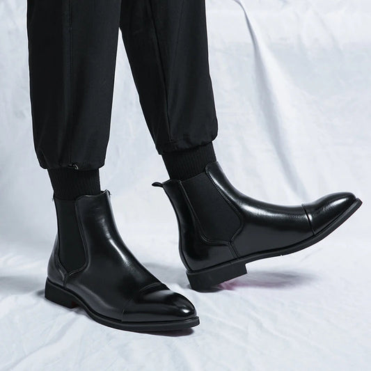 Herren Boots – Elegante Passform – Cap Toe – Slip-On Chelsea Stil – Knöchelhoch