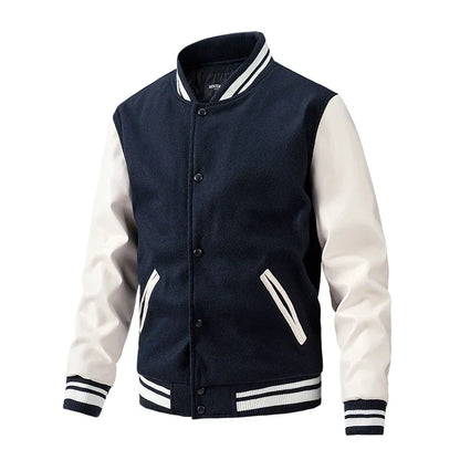 Herren College Jacke – Wollmix – Regular Fit – Kontrastärmel – Druckknopfverschluss
