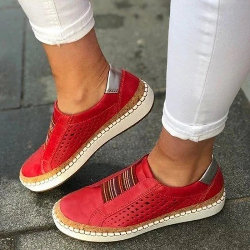 Damen Slip-On Schuhe – Atmungsaktives Design – Gepolsterte Sohle – Elastikband