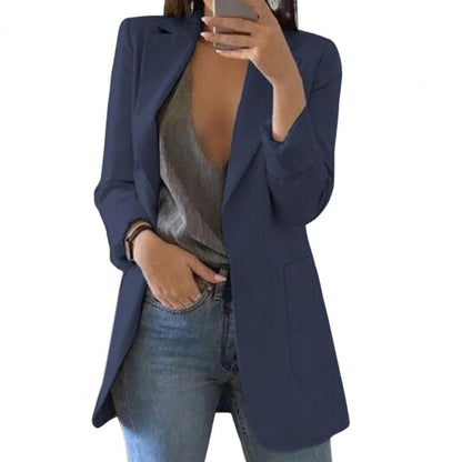 Damen Blazer – Taillierter Schnitt – Einzelreiher – Große Taschen – Hüftlang