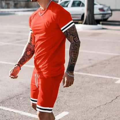 Herren Trainingsset – Slim Fit – Atmungsaktiver Stretch – Kurzarm & Shorts