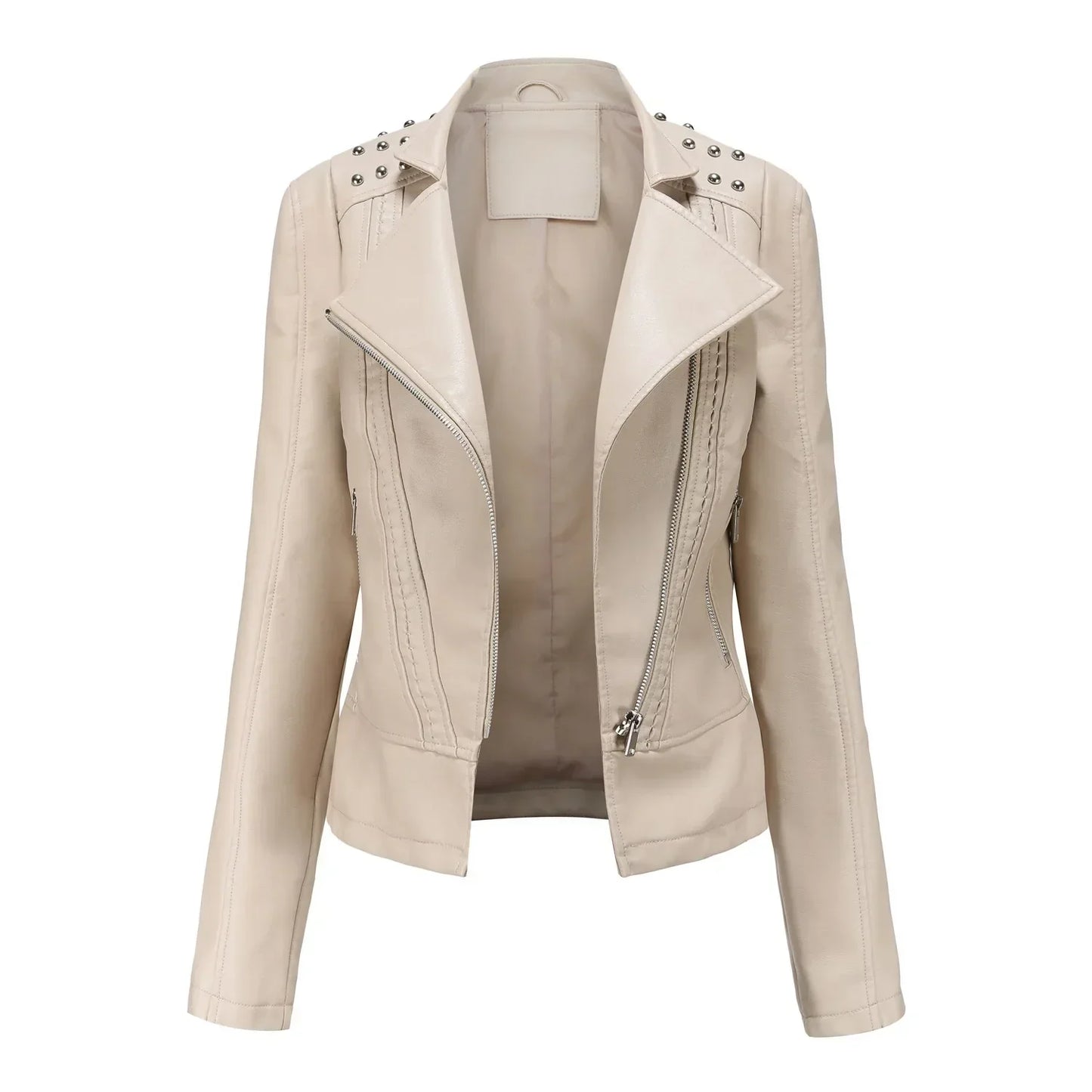 Damen Blazer Jacke – Taillierter Schnitt – Kurz Geschnitten – Nieten – Reißverschluss
