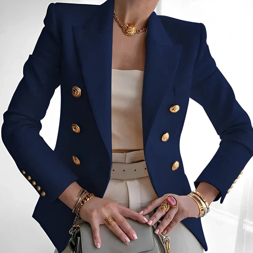 Damen Blazer – Taillierte Passform – Doppelreihig – Luxusstoff – Goldknöpfe