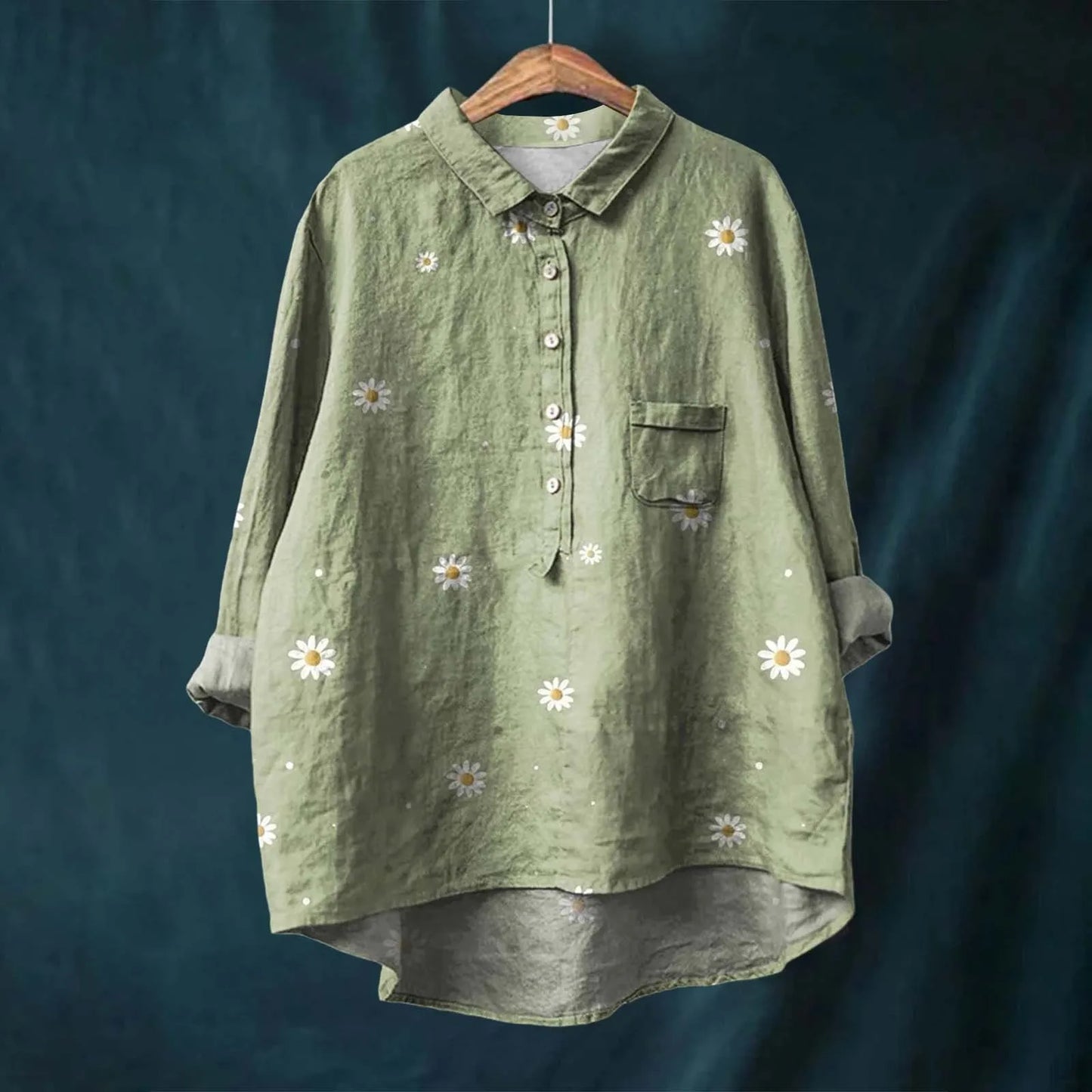 Damen Oversize Bluse – Atmungsaktives Mischgewebe – Lockere Passform – Florales Muster